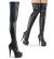 Pleaser DELIGHT-3000 Stivali Sopra Il Ginocchio Similpelle Elasticizzato Nero/Nero Opaco EU-37 / US-7