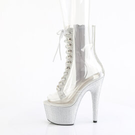 Pleaser BEJEWELED-1021C-2 Stivaletti Con Plateau Trasparente Strass Argento Trasparente EU-35 / US-5
