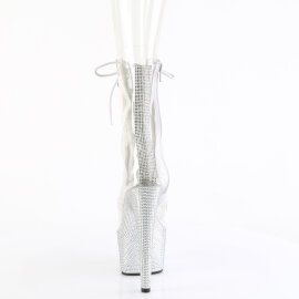 Pleaser BEJEWELED-1021C-2 Stivaletti Con Plateau Trasparente Strass Argento Trasparente EU-35 / US-5