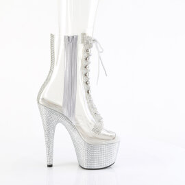 Pleaser BEJEWELED-1021C-2 Stivaletti Con Plateau Trasparente Strass Argento Trasparente EU-35 / US-5