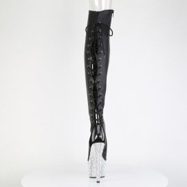 Pleaser BEJEWELED-3019MS-7 Stivali Sopra Il Ginocchio Con Plateau Similpelle Strass Nero EU-35 / US-5