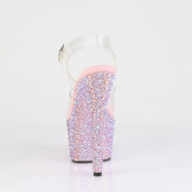 Pleaser BEJEWELED-708MS Sandali Con Plateau Trasparente Strass Rosa EU-38 / US-8