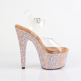 Pleaser BEJEWELED-708MS Sandali Con Plateau Trasparente Strass Oro EU-37 / US-7