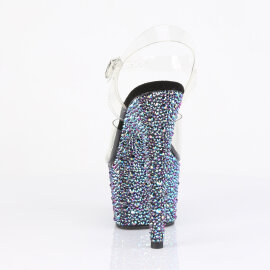 Pleaser BEJEWELED-708MS Sandali Con Plateau Trasparente Strass Nero EU-35 / US-5
