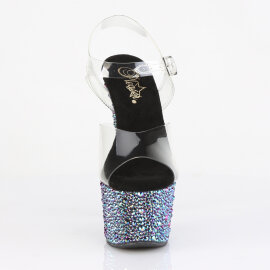 Pleaser BEJEWELED-708MS Sandali Con Plateau Trasparente Strass Nero EU-39 / US-9