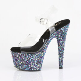 Pleaser BEJEWELED-708MS Sandali Con Plateau Trasparente Strass Nero EU-40 / US-10