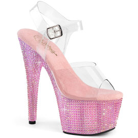 Pleaser BEJEWELED-708RRS Sandali Con Plateau Trasparente...