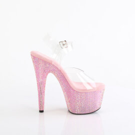 Pleaser BEJEWELED-708RRS Sandali Con Plateau Trasparente Strass Rosa EU-37 / US-7