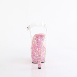 Pleaser BEJEWELED-708RRS Sandali Con Plateau Trasparente Strass Rosa EU-38 / US-8