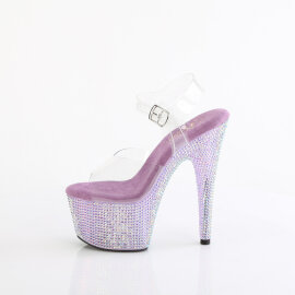 Pleaser BEJEWELED-708RRS Sandali Con Plateau Trasparente Strass Viola EU-42 / US-12