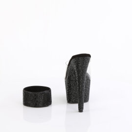 Pleaser BEJEWELED-712RS Mules Con Plateau Trasparente Strass Nero EU-39 / US-9