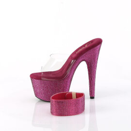 Pleaser BEJEWELED-712RS Mules Con Plateau Trasparente Strass Rosa EU-41 / US-11