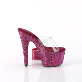 Pleaser BEJEWELED-712RS Mules Con Plateau Trasparente Strass Rosa EU-41 / US-11