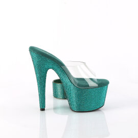 Pleaser BEJEWELED-712RS Mules Con Plateau Trasparente Strass Verde EU-36 / US-6