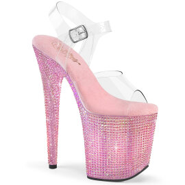 Pleaser BEJEWELED-808RRS Sandali Con Plateau Trasparente...