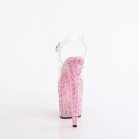 Pleaser BEJEWELED-808RRS Sandali Con Plateau Trasparente Strass Rosa EU-35 / US-5