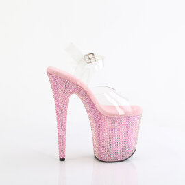 Pleaser BEJEWELED-808RRS Sandali Con Plateau Trasparente Strass Rosa EU-35 / US-5