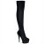 Pleaser DELIGHT-3002 Stivali Sopra Il Ginocchio Velluto Elasticizzato Nero/Nero EU-39 / US-9