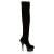Pleaser DELIGHT-3002 Stivali Sopra Il Ginocchio Velluto Elasticizzato Nero/Nero EU-39 / US-9