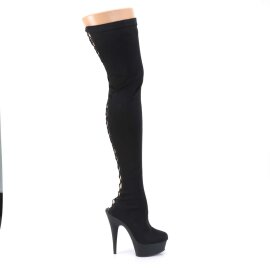 Pleaser DELIGHT-3003 Stivali Sopra Il Ginocchio Lycra Nero/Nero Opaco EU-41 / US-11