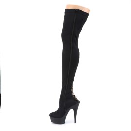Pleaser DELIGHT-3003 Stivali Sopra Il Ginocchio Lycra Nero/Nero Opaco EU-36 / US-6