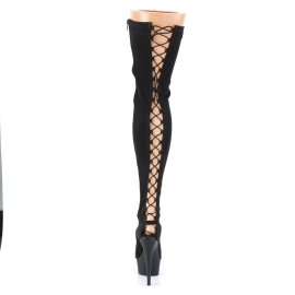 Pleaser DELIGHT-3003 Stivali Sopra Il Ginocchio Lycra Nero/Nero Opaco EU-37 / US-7