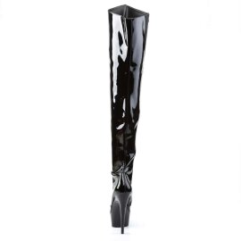 Pleaser DELIGHT-3010 Stivali Sopra Il Ginocchio Vernice Nero/Nero EU-38 / US-8