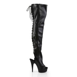 Pleaser DELIGHT-3017 Stivali Sopra Il Ginocchio Similpelle Elasticizzato Nero/Nero EU-37 / US-7