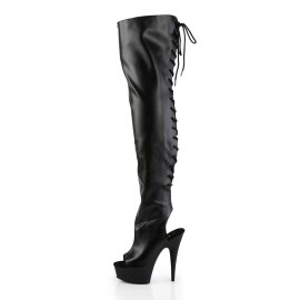 Pleaser DELIGHT-3017 Stivali Sopra Il Ginocchio Similpelle Elasticizzato Nero/Nero EU-39 / US-9