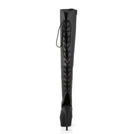 Pleaser DELIGHT-3019 Stivali Sopra Il Ginocchio Similpelle Nero/Nero Opaco EU-41 / US-11