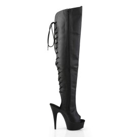 Pleaser DELIGHT-3019 Stivali Sopra Il Ginocchio Similpelle Nero/Nero Opaco EU-35 / US-5