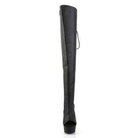 Pleaser DELIGHT-3019 Stivali Sopra Il Ginocchio Similpelle Nero/Nero Opaco EU-37 / US-7