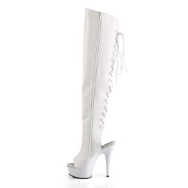 Pleaser DELIGHT-3019 Stivali Sopra Il Ginocchio Similpelle Bianco/Bianco EU-35 / US-5