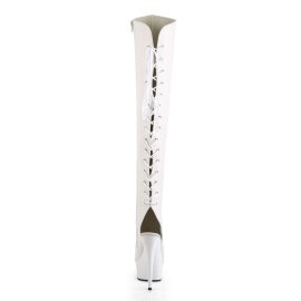 Pleaser DELIGHT-3019 Stivali Sopra Il Ginocchio Similpelle Bianco/Bianco EU-35 / US-5
