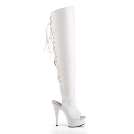 Pleaser DELIGHT-3019 Stivali Sopra Il Ginocchio Similpelle Bianco/Bianco EU-35 / US-5
