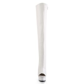 Pleaser DELIGHT-3019 Stivali Sopra Il Ginocchio Similpelle Bianco/Bianco EU-37 / US-7
