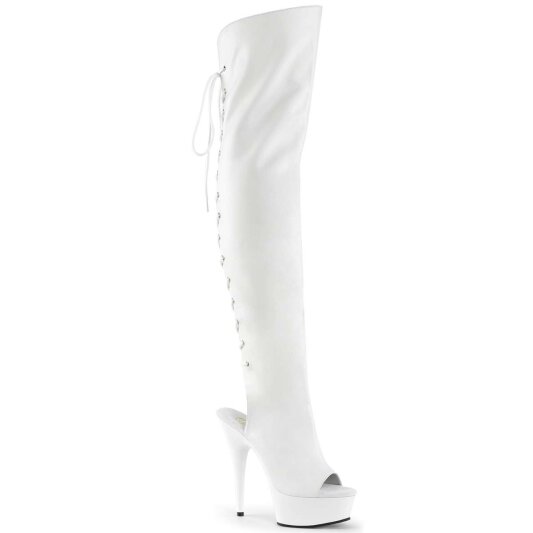 Pleaser DELIGHT-3019 Stivali Sopra Il Ginocchio Similpelle Bianco/Bianco EU-39 / US-9