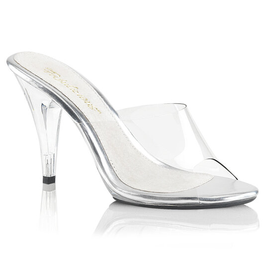 Fabulicious CARESS-401 Mules Trasparente Argento EU-37 / US-7