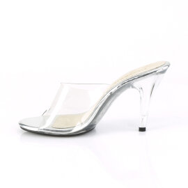 Fabulicious CARESS-401 Mules Trasparente Argento EU-37 / US-7