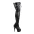 Pleaser DELIGHT-3025 Stivali Sopra Il Ginocchio - Similpelle Elasticizzato Nero/Nero Opaco EU-35 / US-5