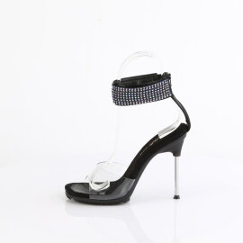 Fabulicious CHIC-42 Sandali Similpelle Trasparente Strass Nero EU-37 / US-7