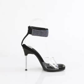 Fabulicious CHIC-42 Sandali Similpelle Trasparente Strass Nero EU-37 / US-7