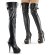 Pleaser DELIGHT-3025 Stivali Sopra Il Ginocchio - Similpelle Elasticizzato Nero/Nero Opaco EU-37 / US-7