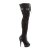 Pleaser DELIGHT-3025ML Stivali Sopra il Ginocchio Similpelle-Rete-Pizzo Nero/Nero Opaco EU-35 / US-5