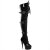 Pleaser DELIGHT-3028 Stivali Sopra Il Ginocchio - Venice Elasticizzato Nero/Nero EU-35 / US-5