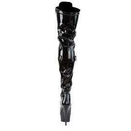 Pleaser DELIGHT-3028 Stivali Sopra Il Ginocchio - Venice Elasticizzato Nero/Nero EU-37 / US-7