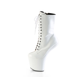 Pleaser CRAZE-1040TT Stivali Al Ginocchio Con Plateau Vernice Marrone Bianco EU-43 / US-13