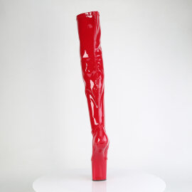 Pleaser CRAZE-3000 Stivali Sopra Il Ginocchio Con Plateau Vernice Rosso EU-39 / US-9