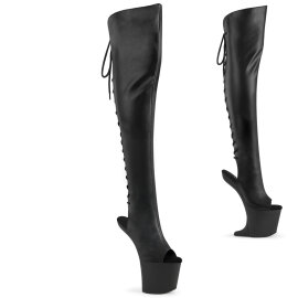 Pleaser CRAZE-3019 Stivali Sopra Il Ginocchio Con Plateau Similpelle Nero EU-39 / US-9