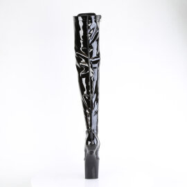 Pleaser CRAZE-3023 Stivali Sopra Il Ginocchio Con Plateau Vernice Nero EU-36 / US-6